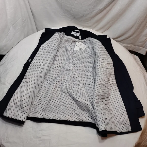 Haute Edition Navy Blue Wool Blend Peacoat With Oversized Scarf - Picture 10 of 12